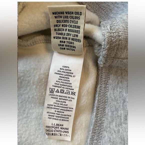 LL Bean Women’s Quilted Quarter Zip Pullover Kangaroo Pocket Sweater Size M Gray - Picture 10 of 11